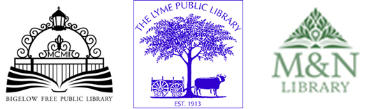 Bigelow Free Public Library Logo, Lyme Public Library Logo and Mystic & Noank Library Logo