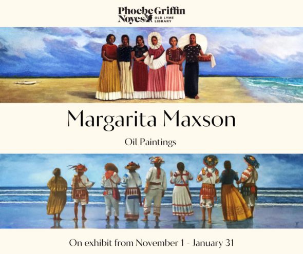 Features two oil paintings by the artist, with information about the exhibit. On display from November 1 2024 - January 31 2025.