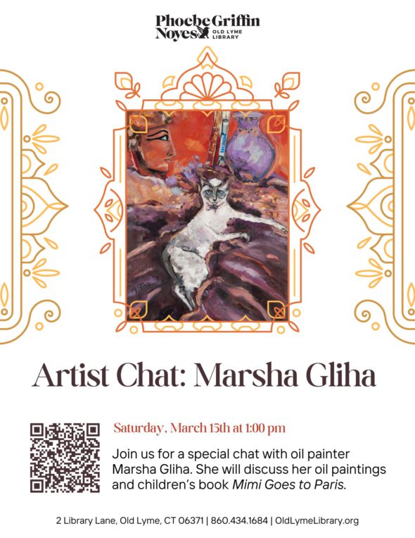 Features one of the artists paintings titled A Journey Into The Unknown. Artist Chat with Marsha Gliha on Saturday, March 15 at 1:00pm