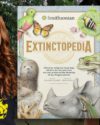 Features images of the presenters. Dr. Gina Della Togna on the left with long red hair, a big smile and a frog shirt. Brian Gratwicke on the left with short grey hair and wearing a green Smithsonian shirt. Extinctopedia book cover image in the middle.