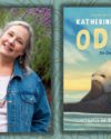 The author, Katherine Applegate in a denim jacket, with her head tilled to the side smiling. Book cover image of Odder by Katherine Applegate.