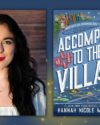 Author Hannah Nicole Maehrer smiling with long dark hair. Features the book cover of Accomplice to the Villain.
